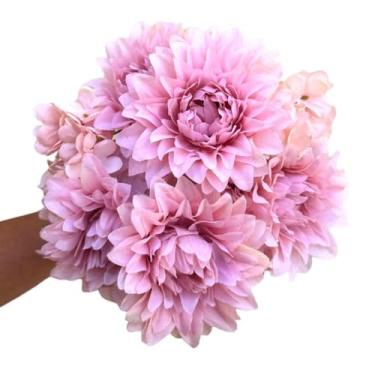 Imagem de Buquê de Dálias Grandes Artificiais Permanentes – Flores Decorativas para Sala, Casamento e Arranjos Florais (Rosa)