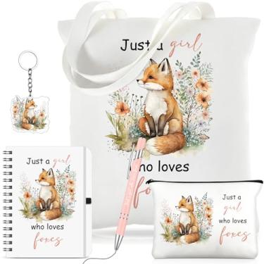 Imagem de Kinlop 5 peças de presentes de cavalo para mulheres incluem Just a Girl Who Loves Horses Tote Bag Canvas Cosmetic Bag Bobina Notebook chaveiro e caneta esferográfica para mulheres meninas, rosa