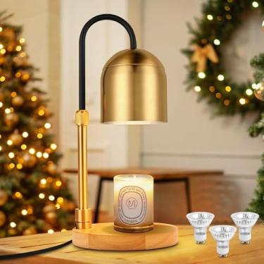 Imagem de Lâmpada para aquecedor de velas regulável com temporizador e 3 lâmpadas, altura e brilho ajustáveis, aquecedor elétrico de cera de vela para velas de frasco, presentes de aquecimento de casa nova