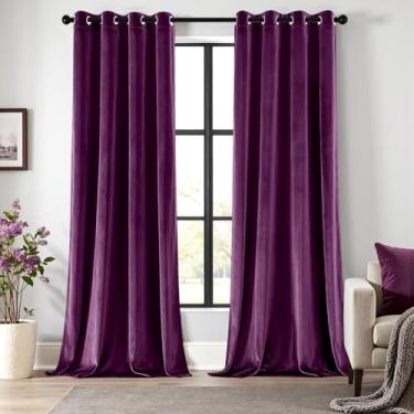 Imagem de ANRODUO Cortinas de veludo roxo 96 polegadas de comprimento, blecaute, isolamento térmico, à prova de som, cortinas para escurecimento de quarto, sala de estar, conjunto de 2