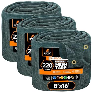 Imagem de Xpose Safety Lona de malha verde resistente 2,5 m x 40,6 cm (pacote com 3) – 70% pano protetor solar com ilhós para jardim, cerca, tela de privacidade, coberturas de caminhões basculantes, capa de