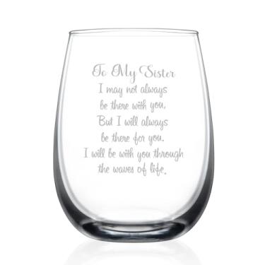 Imagem de HAYOOU Sister Gifts from Sister, Little Sisters Gift For Christmas, Birthday, The Waves of Life We've Through Together Funny 425.2 g Copo de vinho (branco