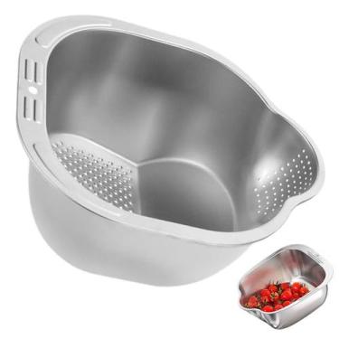 Imagem de Escorredor de Arroz Inox Feijao Grao Fruta Legume Verdura Versatil Coz