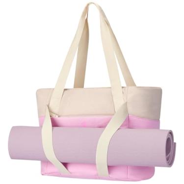 Imagem de Axcone Bolsa feminina de ioga com manga de bagagem e alças de tapete - Bolsa de trabalho de academia para escritório, deslocamento, esportes, viagens