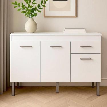 Imagem de Balcão com Tampo 120cm 3 Portas e 1 Gaveta Realeza - Móveis Menezes