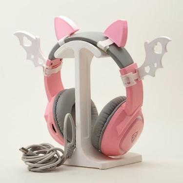 Imagem de Orelha de Gato para Fone de Ouvido + Asinhas Kit Gamer Rosa Acessório 
