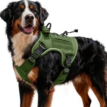 Imagem de Peitoral tático resistente para cães grandes, colete refletivo ajustável sem puxão com sistema Molle, controle de nível militar K9 para treinamento de serviço, atividades ao ar livre e mais de 10