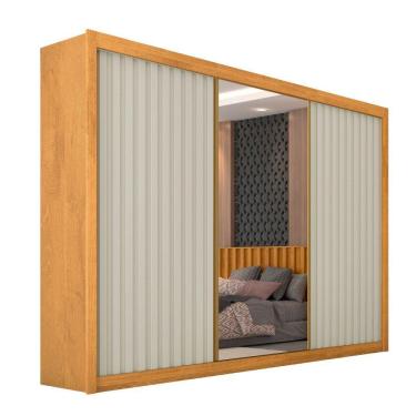 Imagem de Guarda Roupa Athenas 3 Portas 1 Com Espelho 100% Mdf Peroba/off White
