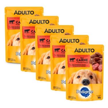 Imagem de Kit 5 Ração Úmida para Cachorro Pedigree Adulto Sabor Carne ao Molho e