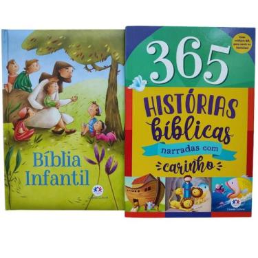 Imagem de Kit Com Livro 365 Historias E Uma Bíblia Ilustrada Crianças