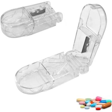 Imagem de Cortador de Comprimidos 2em1 Premium Resistente Lâmina Afiada Corta e Armazena Porta Remédio, Cápsulas, Comprimidos, Lâmina em Aço Inoxidável