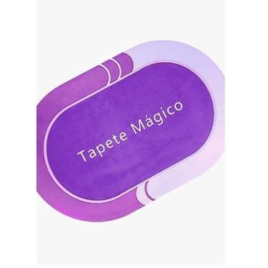 Imagem de Tapete Mágico, em Forma Oval, Roxo, Design Moderno ultra absorvente,secagem rapida,anti derrapante