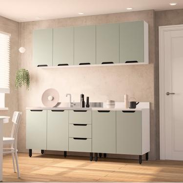 Imagem de Cozinha Modulada 4 Peças sem Tampo Maeena Politorno - Branco/Verde