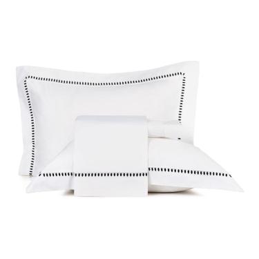 Imagem de Jogo de Cama Queen Altenburg Bordados em Cetim 300 Fios Cerclê Preto