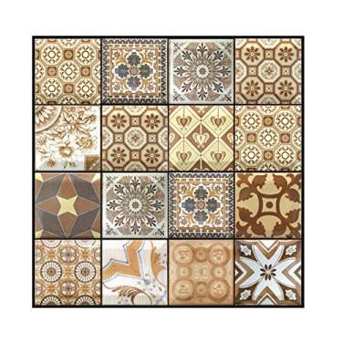 Imagem de Papel de parede autoadesivo removível com padrão geométrico multicolorido de 3 dimensões, à prova d'água, adesivos de parede de PVC para sala de estar, banheiro, cozinha e bancada