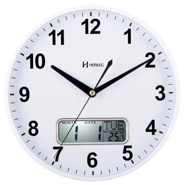 Imagem de Relógio De Parede Termômetro E Calendário Branco Herweg 460021 Único