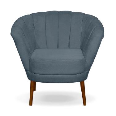 Imagem de Poltrona Cadeira Pétala Flor Decorativa Suede Azul Turquesa