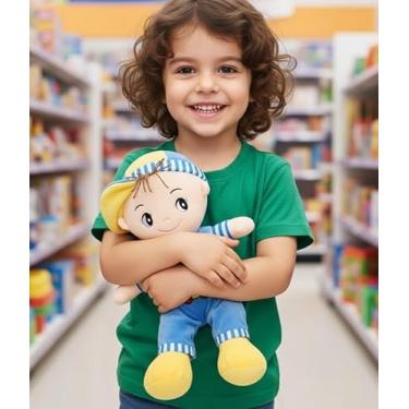 Imagem de Tuka Toy, Boneco De Pelúcia Menino Macacão Bonezinho 40cms - Azul