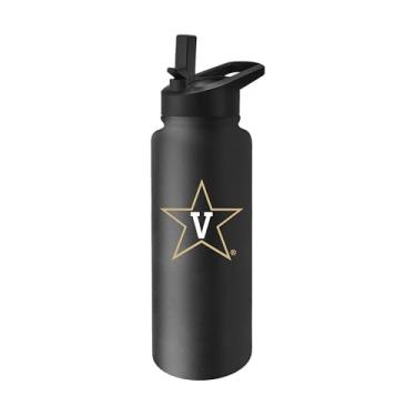 Imagem de Logo Brands Garrafa de água NCAA Vanderbilt Commodores 963.9 g Logo Quencher Flip Top – Isolamento de parede dupla, aço inoxidável, tampa sem derramamento, alça fácil de transportar