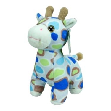 Imagem de Tuka Toy, Girafa De Pelúcia Pequena Manchas Coloridas 18cms - Azul