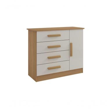 Imagem de Cômoda Firenze 4 Gavetas 1 Porta C/sapateira - D Doro Cinamomo/off White