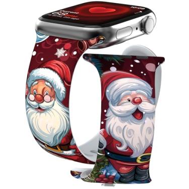 Imagem de THONWO Pulseira de relógio para o Dia das Bruxas, Ação de Graças, Natal, pulseiras esportivas de silicone macio para Apple Watch para homens e mulheres (Natal, Papai Noel, 38/40/41/42 mm (série 10))