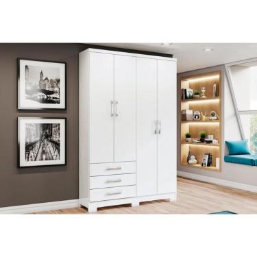 Imagem de Guarda Roupa Solteiro 4 Portas E 3 Gavetas Caju Da135 Branco - Henn