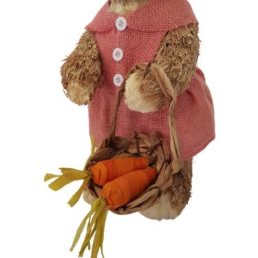 Imagem de Coelha Em Palha Natural Com Cesta Cenouras 37cm