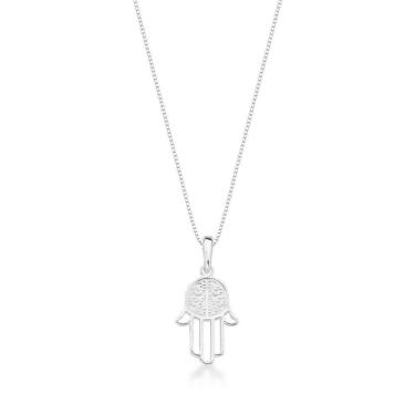 Imagem de Colar Mão De Fatima Cravejada Prata 925