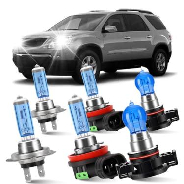 Imagem de KINGSOFE Combo de lâmpadas de farol de halogênio compatível com GMC Acadia 2007-2012, H7 High Beam & H11/H8/H9 Low Beam & H16/5202 Conjunto de lâmpadas de faróis de neblina, super brilhante 6000K