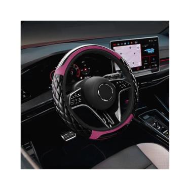 Imagem de ZNDAW Capa de volante, protetor de couro, amortecimento confortável para volantes de 35 a 38 cm, respirável, antiderrapante, envoltório de roda automática, decoração de interiores de carro para