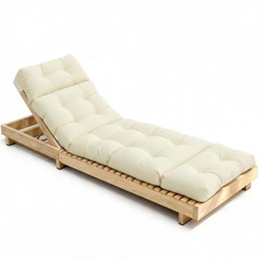 Imagem de STAYDEN Almofadas de espreguiçadeira para área externa, substituição de almofadas de espreguiçadeira para móveis de pátio com laços à prova d'água almofada de chasie de piscina 74,4 x 22 x 4,7