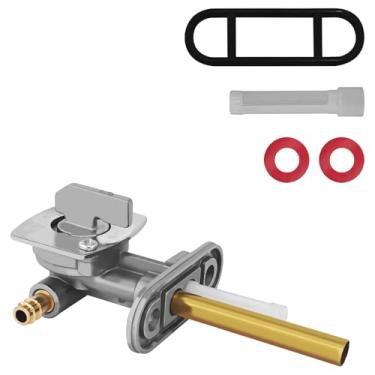 Imagem de KUQUTIDY Válvula de gás de interruptor de tanque Petcock de combustível com gaxeta/tubo de filtro, válvula de desligamento de combustível Petcock compatível com Kawasaki Suzuki Bear 250 400 Bear