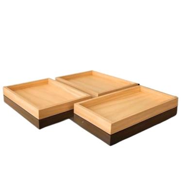 Imagem de Bandeja De Bambu Para Cozinha Conjunto Retangular(Kit 03 Bandeja 20x30cm Pequena)