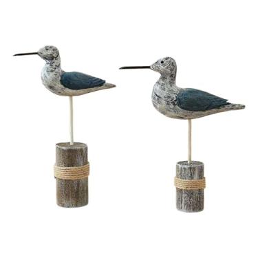 Imagem de WeiLaiKeQi 2x Estatuetas de Gaivotas em Madeira, Esculturas Decorativas para Quarto, Lareira, Sala de Estar ou Armário