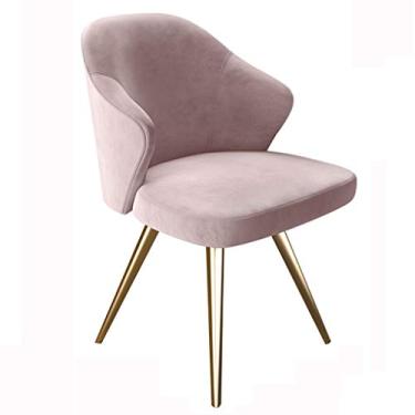 Imagem de Cadeira de jantar, cozinha, sala de jantar, móveis, cadeiras de veludo com pernas de metal, assento e encostos de veludo para sala de estar, quarto, cozinha (cor: Rosa)
