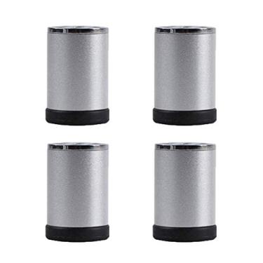 Imagem de LUOFDCLDDD Pernas de móveis, pernas de mesa de metal adiustável, pés de liga de alumínio, redondo, substituição, elevadores, pernas, sofá, mesa, pernas, armários de cama, 4 peças (prata)/10 cm