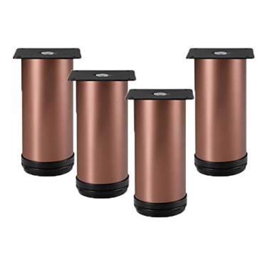 Imagem de ZJYWMM 4 peças de pernas de móveis de aço inoxidável pés de móveis ajustáveis pernas de mesa de metal redondas de substituição de móveis pernas de sofá pernas de sofá mesa pernas armários de cama