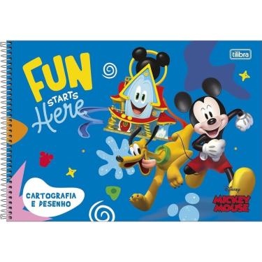 Imagem de Caderno De Cartografia E Desenho Espiral Capa Dura Mickey 80 Folhas Azul