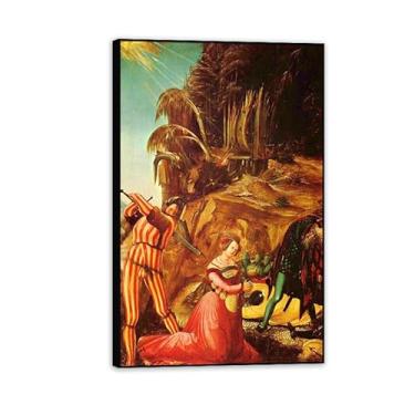 Imagem de Pôster de parede Albrecht Altdorfer decapitação de Santa Catarina Giclee impressões em tela Albrecht Altdorfer decoração de parede para sala de estar quarto banheiro decoração de casa 30 x 50 cm (12 x