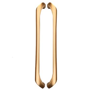 Imagem de Maçaneta de porta de entrada moderna interior/exterior, maçanetas de porta de celeiro de alumínio de 61 cm para portas de varanda/portas de escritório/porta deslizante, instalação de um lado (cor