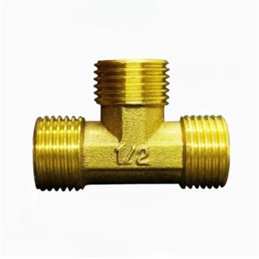 Imagem de Encaixe de tubulação de latão pneumático macho/fêmea Rosca 1/20.3 cm 1/10.2 cm 3/20.3 cm 1/5.1 cm BSP Tee Type Copper Fittings Water Oil Gas Adapter (MMM, 3/10.2 cm)