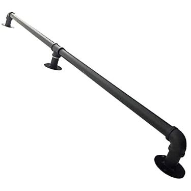Imagem de SENNIAN Corrimão de tubo industrial rústico (0,3 m - 6 m), trilho de corrimão de tubo de ferro forjado, trilho de suporte de parede, escadas internas externas varanda deck trilho de mão (tamanho: 1,2