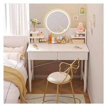 Imagem de Espreguiçadeira, penteadeira lindas penteadeiras requintadas penteadeira 2/3 gavetas com banquinho, penteadeira, tela sensível ao toque, luz LED para casa