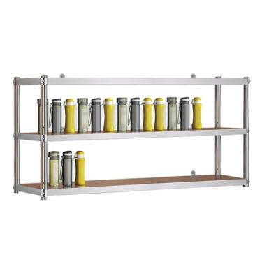 Imagem de Prateleiras de aço inoxidável de 2 ou 3 níveis organizador de garrafas de água cozinha armários de parede rack de armazenamento rack de louças prateleiras de banheiro restaurante lavanderia (arg