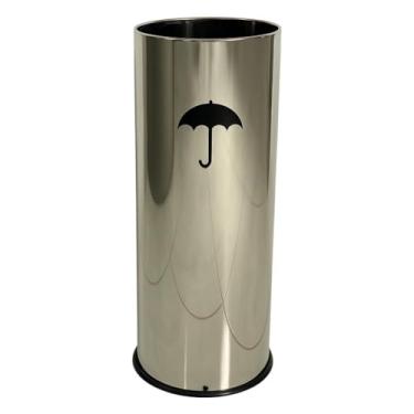 Imagem de Suporte Porta Guarda Chuva Cesto Redondo Em Aço Inox 45cm de Altura 14 Litros Decorativo