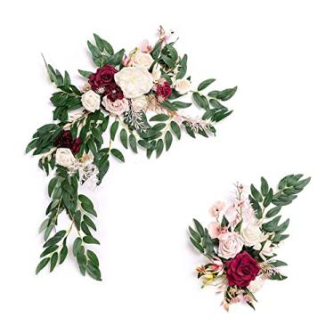 Imagem de Dpofirs 2 Peças de Flores Artificiais Em, Pano de Seda 3D, Decoração Floral de Casamento de Plástico, Com Folhas Realistas e Cores Vibrantes, para Cenário de Recepção, Festa, Banquete, (type1)