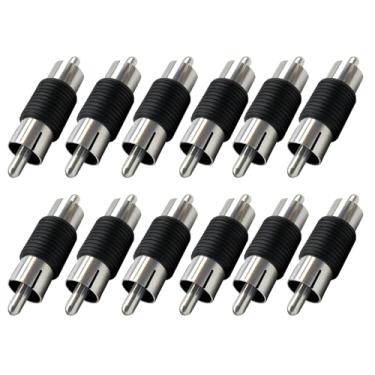 Imagem de Ulightfire Conector RCA macho para macho adaptador de áudio e vídeo adaptador de plugue acoplador macho para extensão de cabo RCA, pacote com 12