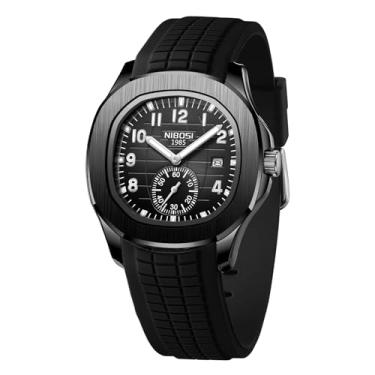 Imagem de NIBOSI Relógio masculino analógico militar com calendário, pulseira de silicone preta, à prova d'água, relógios de pulso masculinos clássicos, exclusivos, minimalistas, designer de quartzo, para