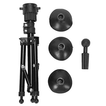 Imagem de Suporte de cabeça de manequim de metal ajustável, cabeça de treinamento de cabeleireiro, acessório de tripé com ventosas para estilo de salão e exibição de peruca, resistente, (Preta)